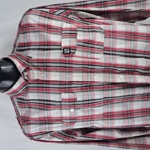 Y2K Echo Unlimited red & black casual XL pleated button-down preppy shirt